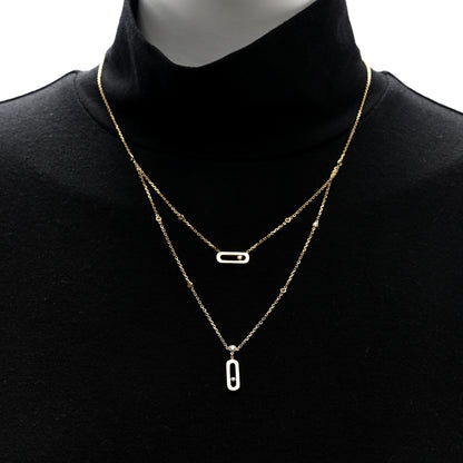 Messika 18K Yellow Gold Diamond Move Uno 2 Rows Necklace 3 of 9