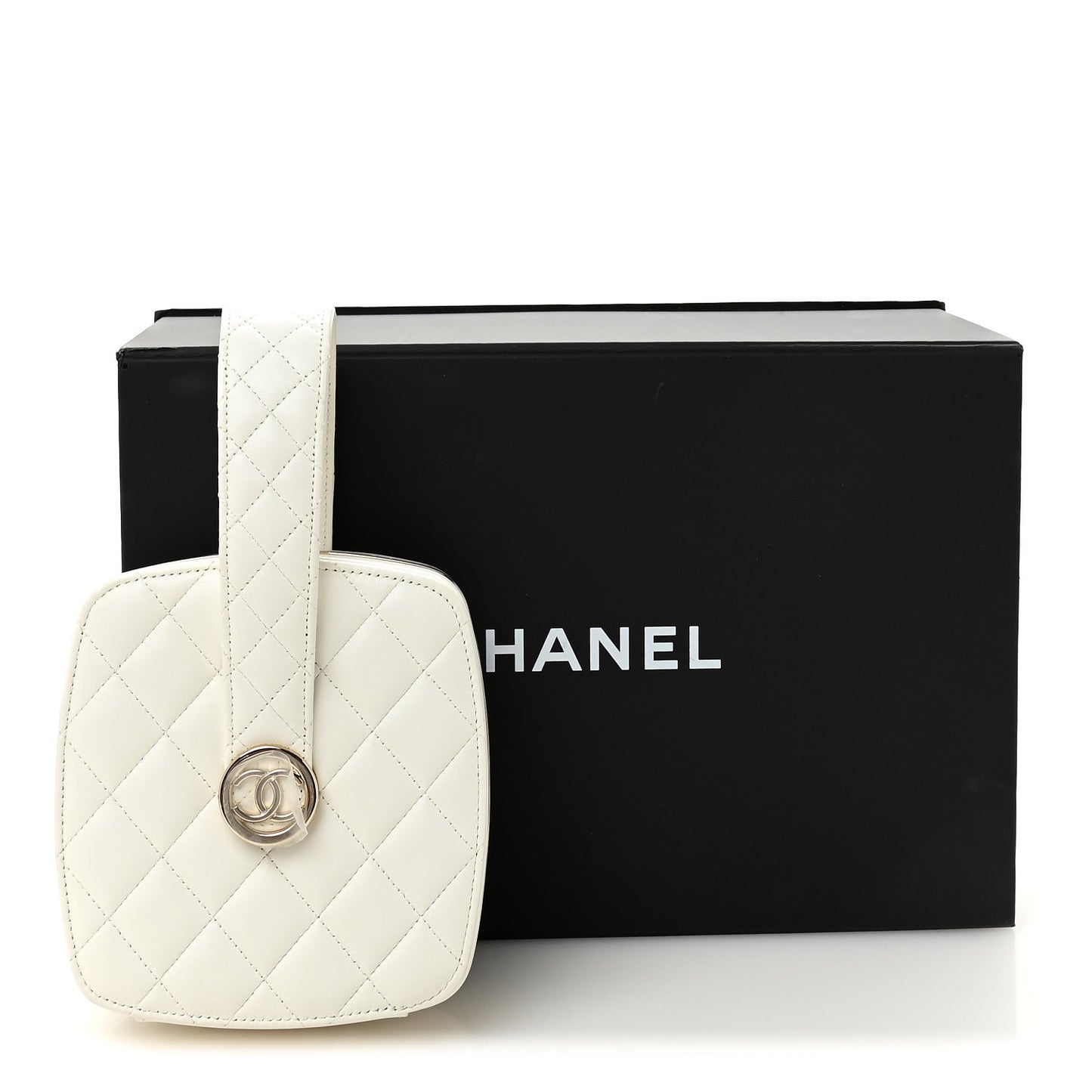 Lambskin Minaudiere Vanity With Handle White