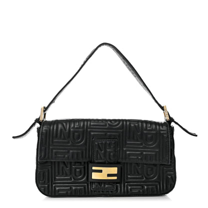 Fendi Nappa Logo Embossed Baguette Black 1 of 10