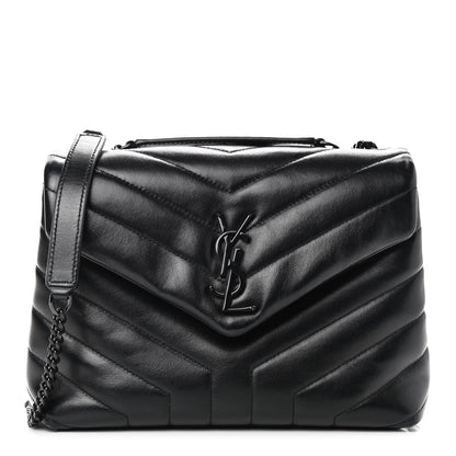 Saint Laurent Calfskin Y Quilted Monogram Small Loulou Chain Satchel Black 1 of 15