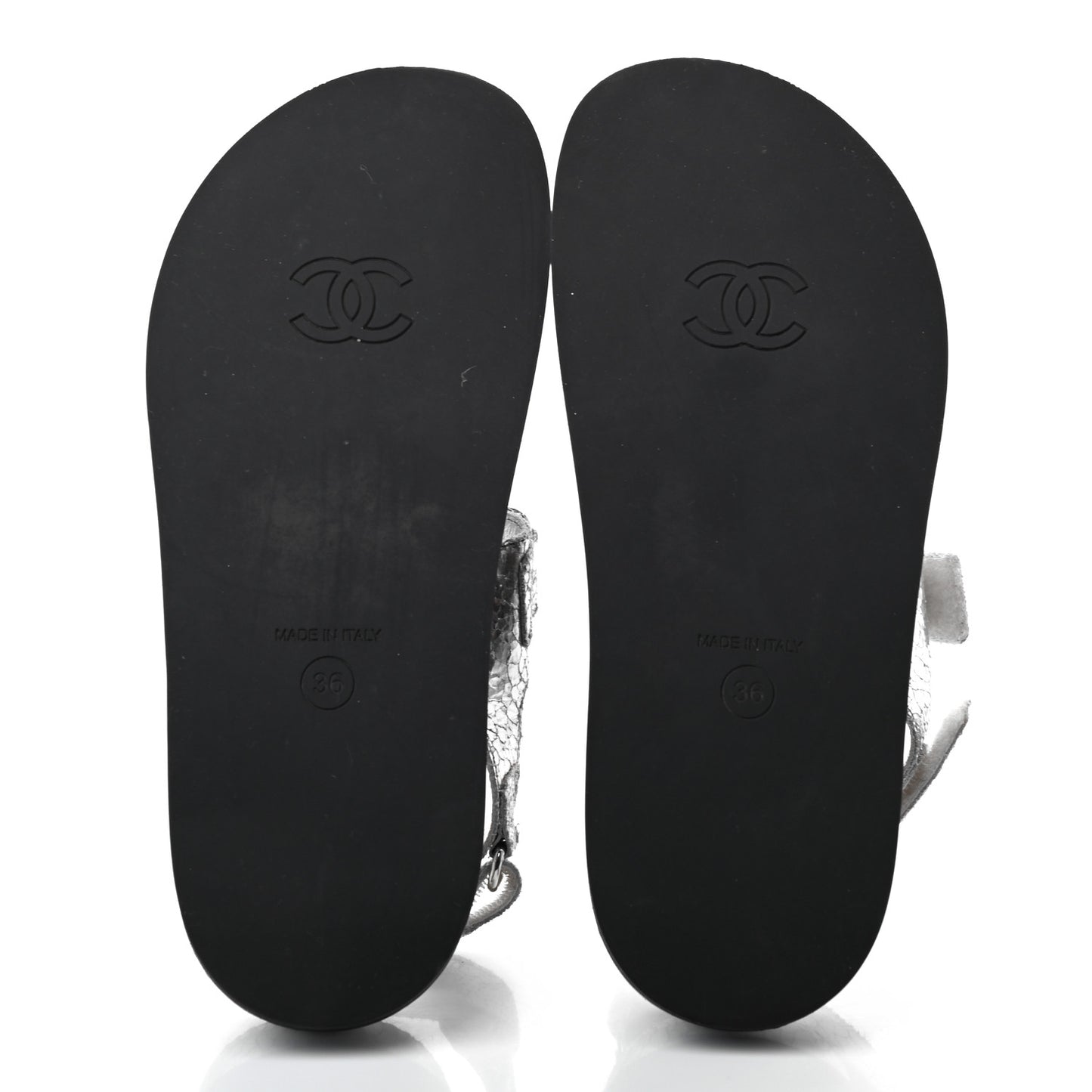 Metallic Crackled Calfskin Velcro Dad Sandals 36 Silver