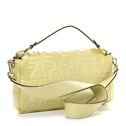 Fendi Nappa FF 1974 Embossed Large Baguette Banana 3 of 13