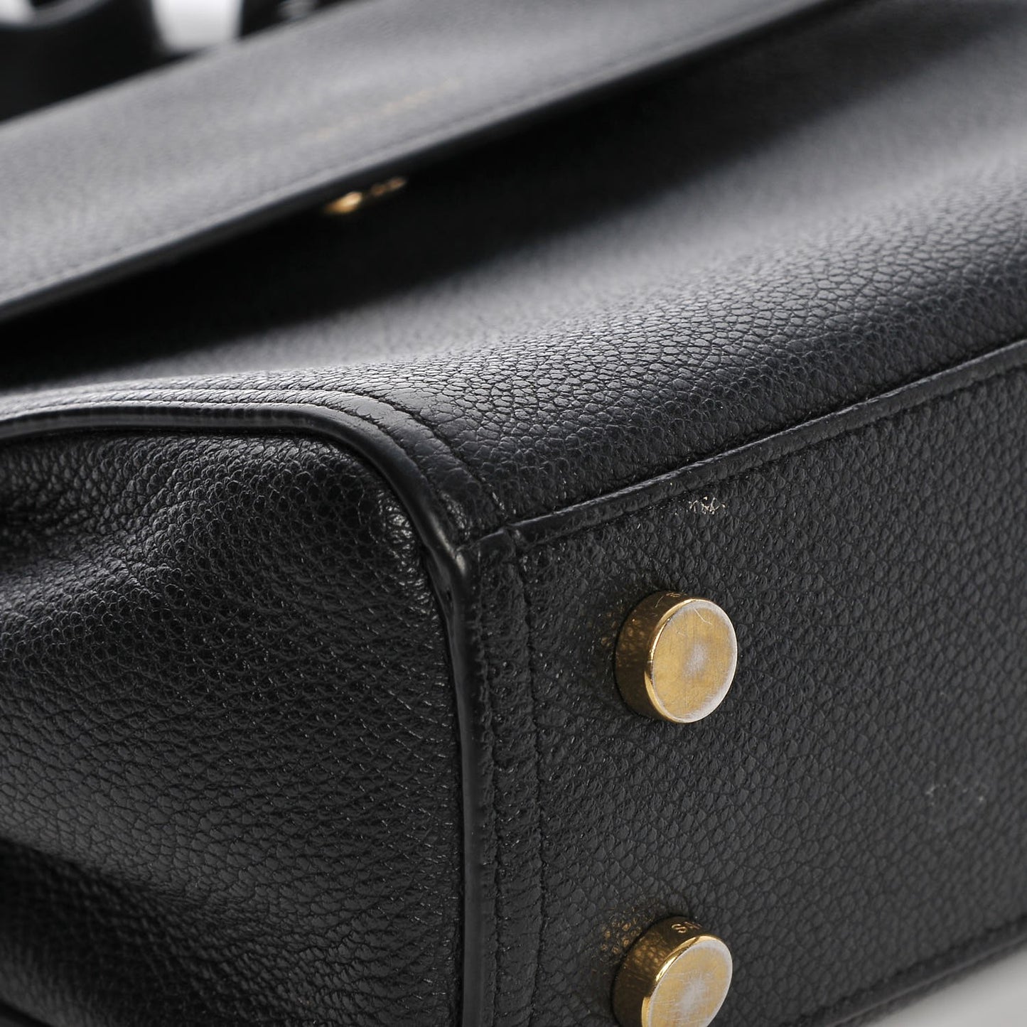 Grained Calfskin Small Moujik Top Handle Bag Black