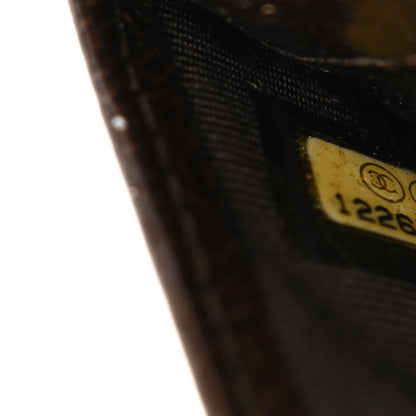 Chanel Distressed Patent Quilted Card Holder Dark Brown 8 of 9