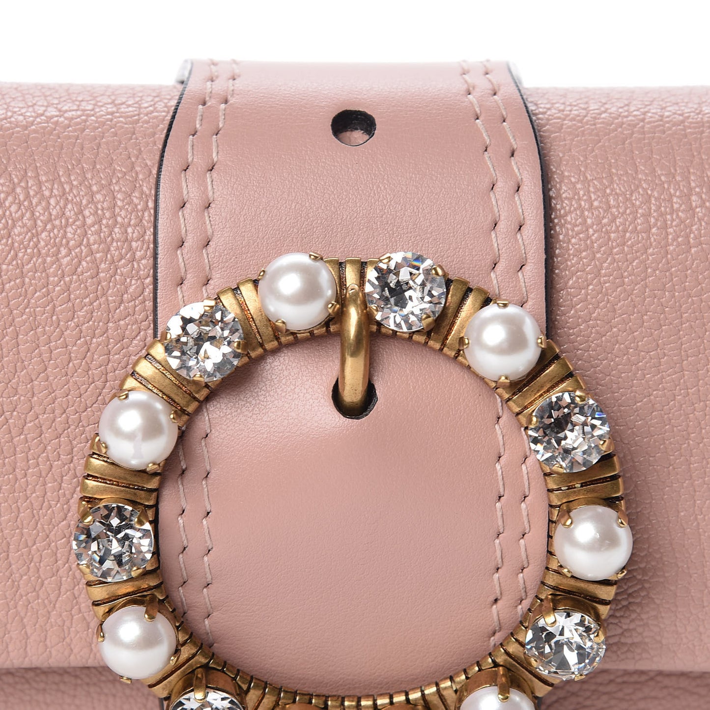 Goatskin Madras Soft Calfskin Crystal Pearl Embellished Shoulder Bag Orchidea