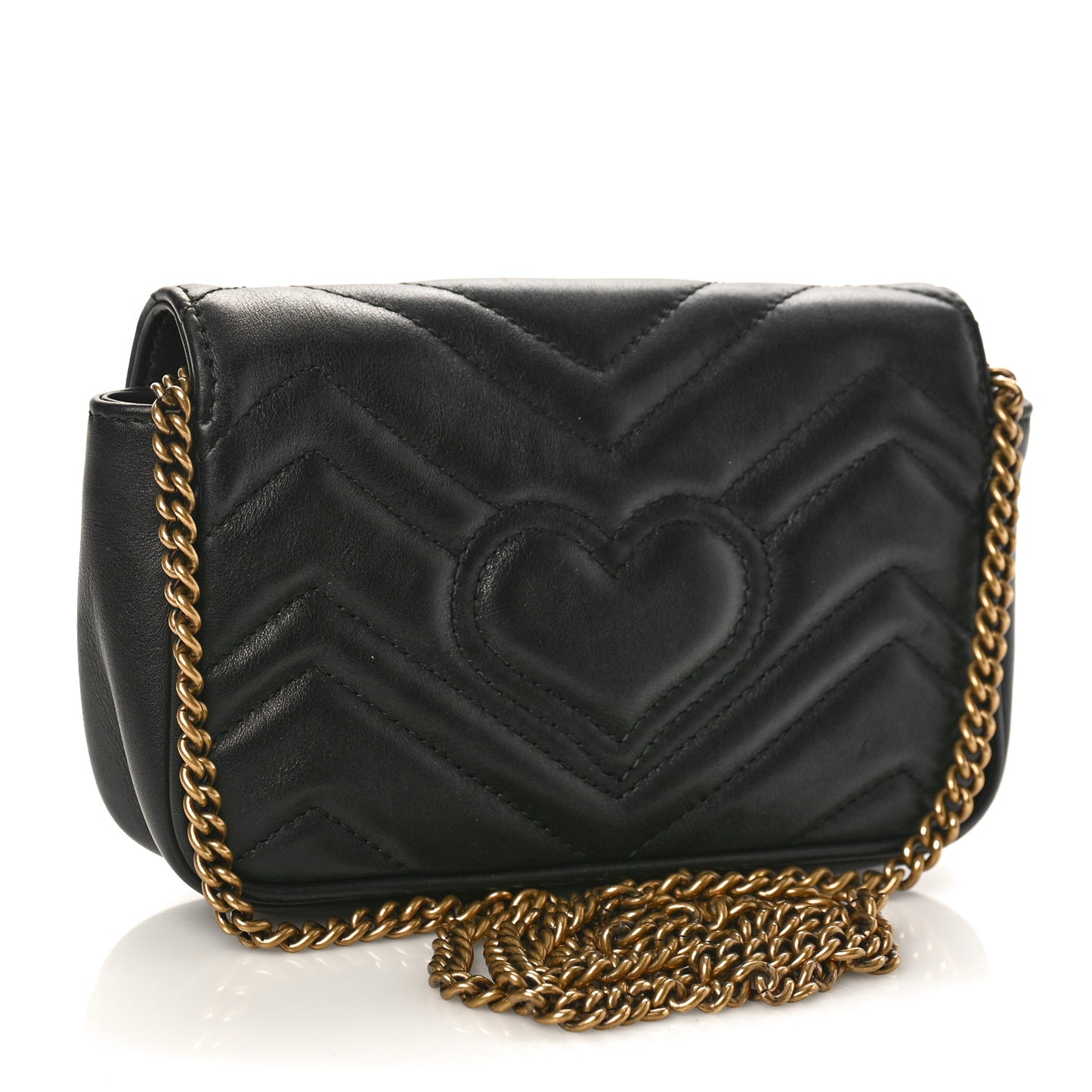 Calfskin Matelasse Super Mini GG Marmont Shoulder Bag Black