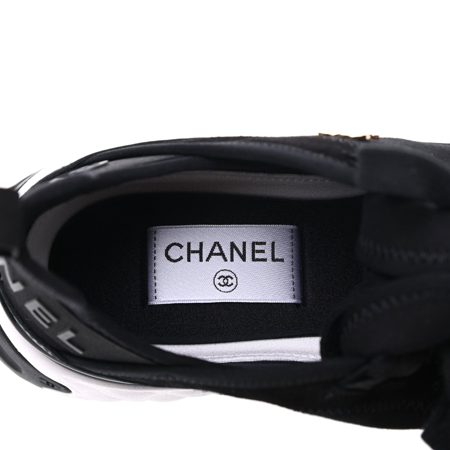 Fabric Calfskin Suede CC Sneakers 37.5 Black