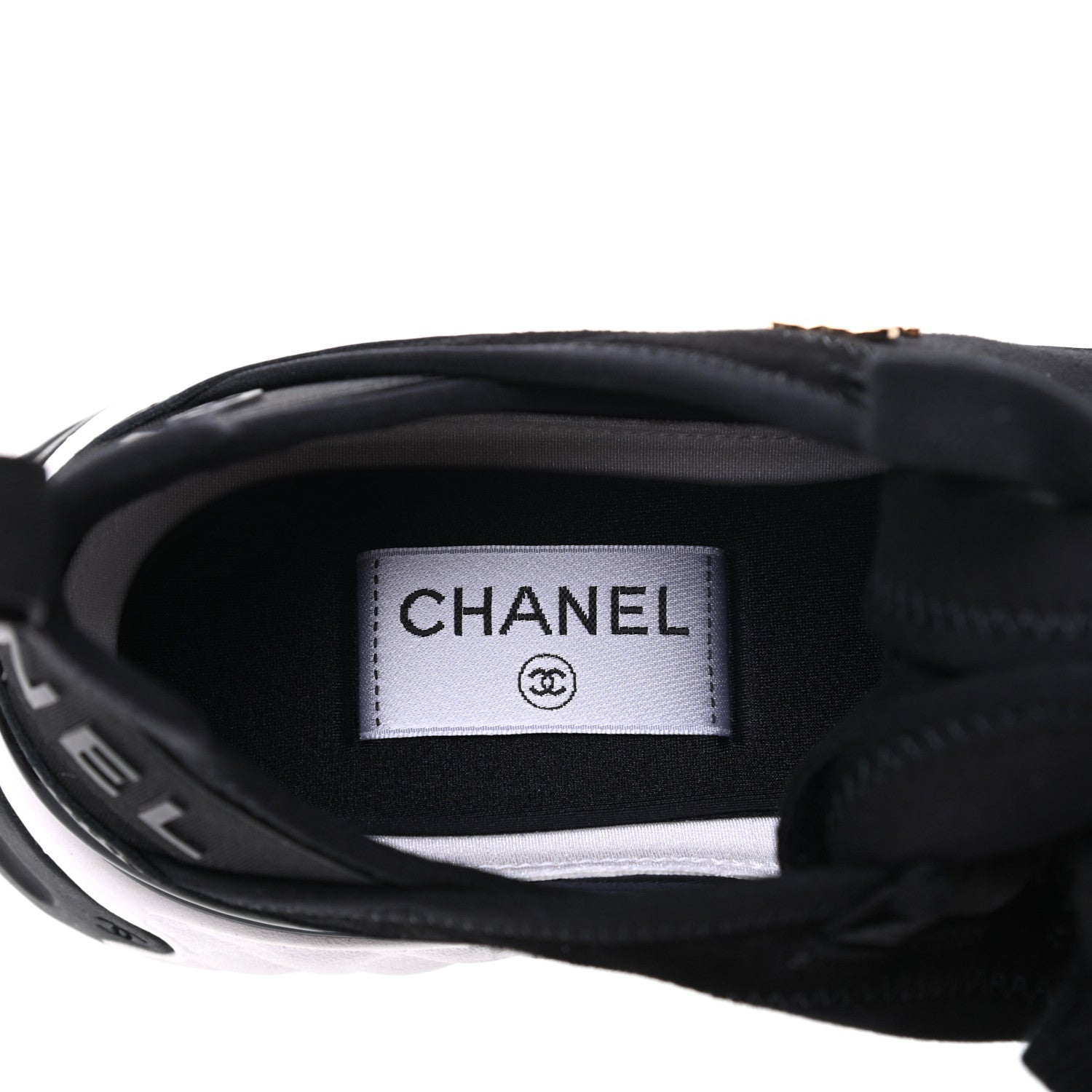 Chanel Fabric Calfskin Suede CC Sneakers 37.5 Black 7 of 9