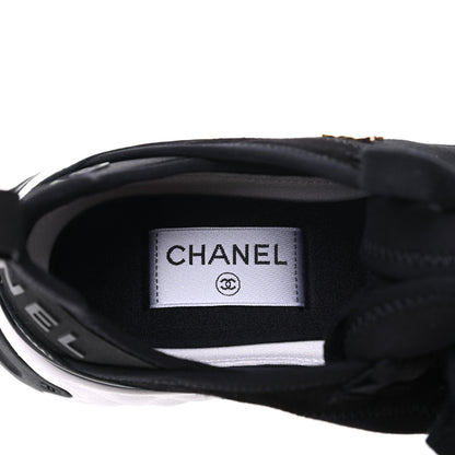 Chanel Fabric Calfskin Suede CC Sneakers 37.5 Black 7 of 9