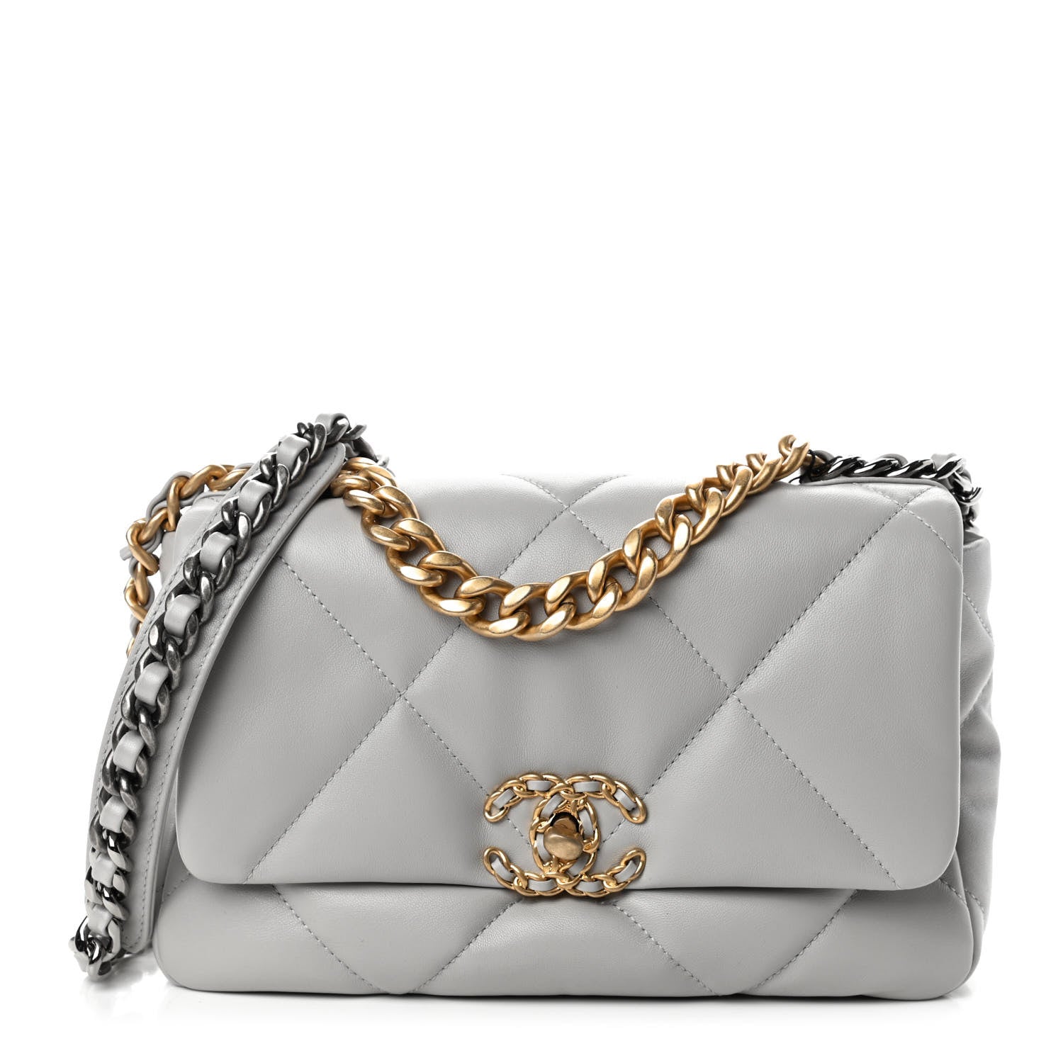 Chanel Lambskin Quilted Medium Chanel 19 Flap Grey 1 of 10