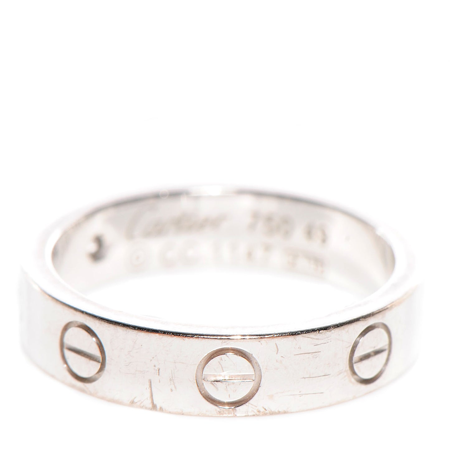 18k White Gold Diamond 4mm Wedding Band LOVE Ring 49 US 4.75