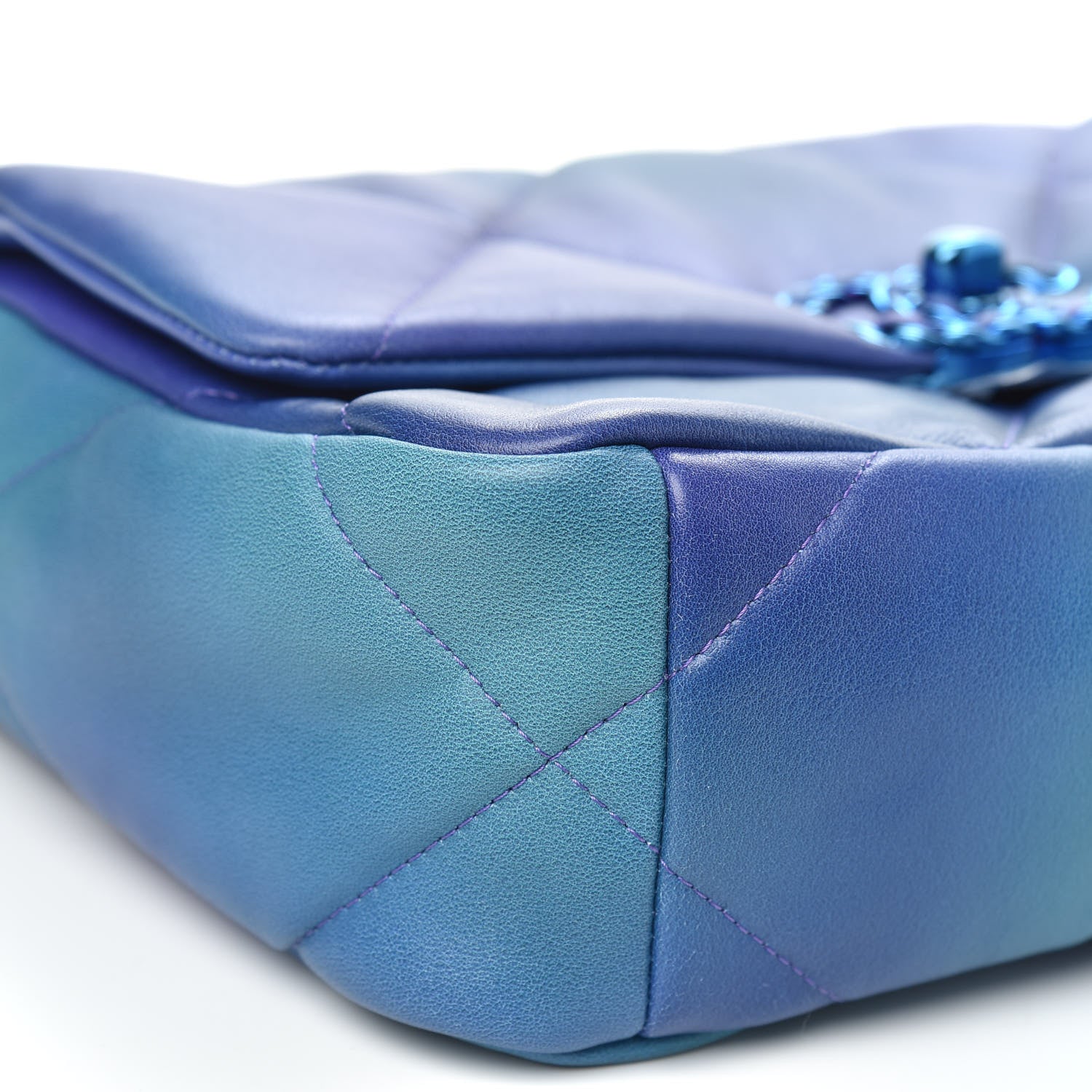 Chanel Tie Dye Calfskin Quilted Medium Chanel 19 Flap Blue Purple 8 of 11