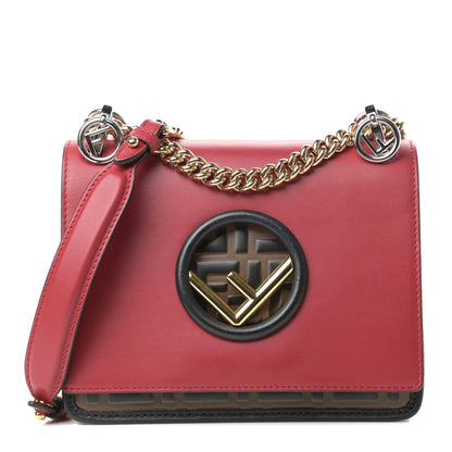 Fendi Vitello Century F is Fendi Bi-Color FF 1974 Embossed Small Kan I Shoulder Bag Fragola Maya Black 1 of 10