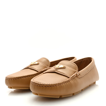 Prada Cervo Triangle Driving Loafer 37.5 Naturale 2 of 7