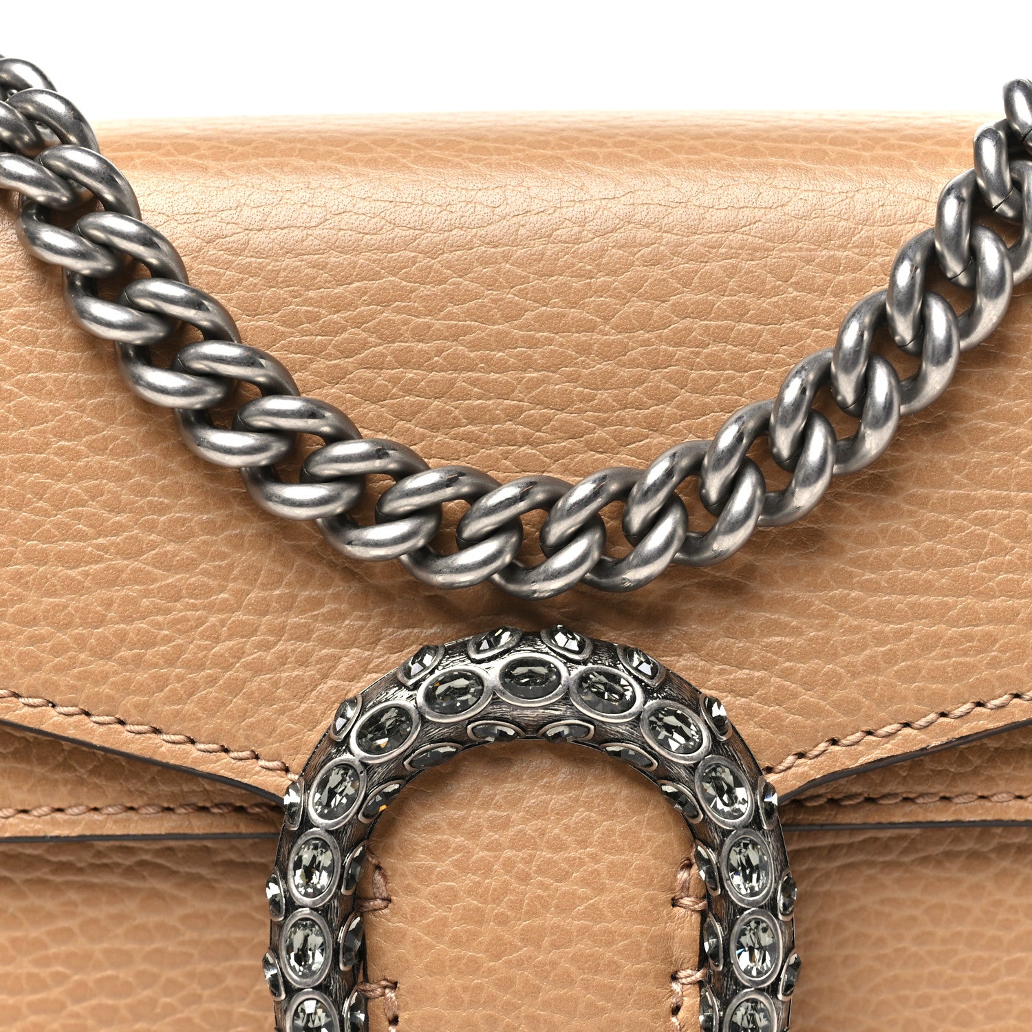 Gucci Dollar Calfskin Crystal Mini Dionysus Shoulder Bag Natural Tan Black Diamond 7 of 9
