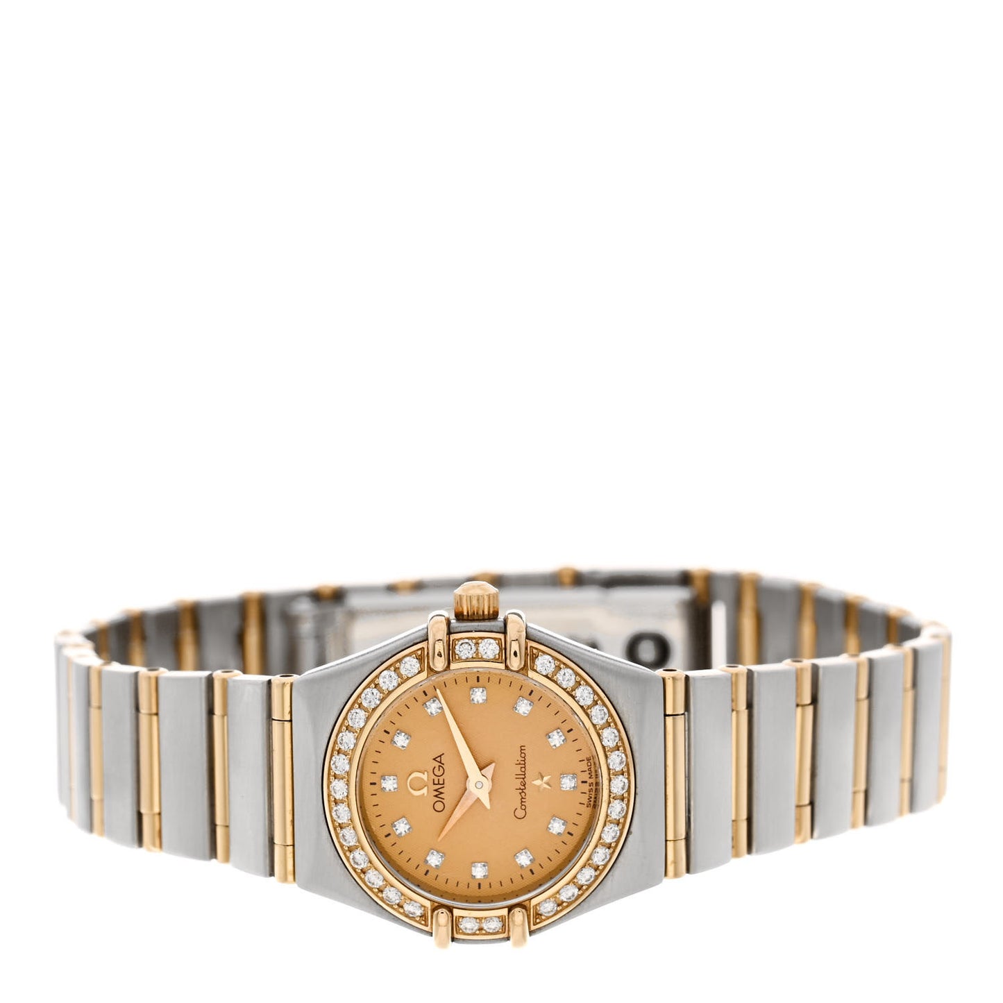 Stainless Steel 18K Yellow Gold Diamond Bezel 22mm Constellation Quartz Watch Champagne 1267.15.00
