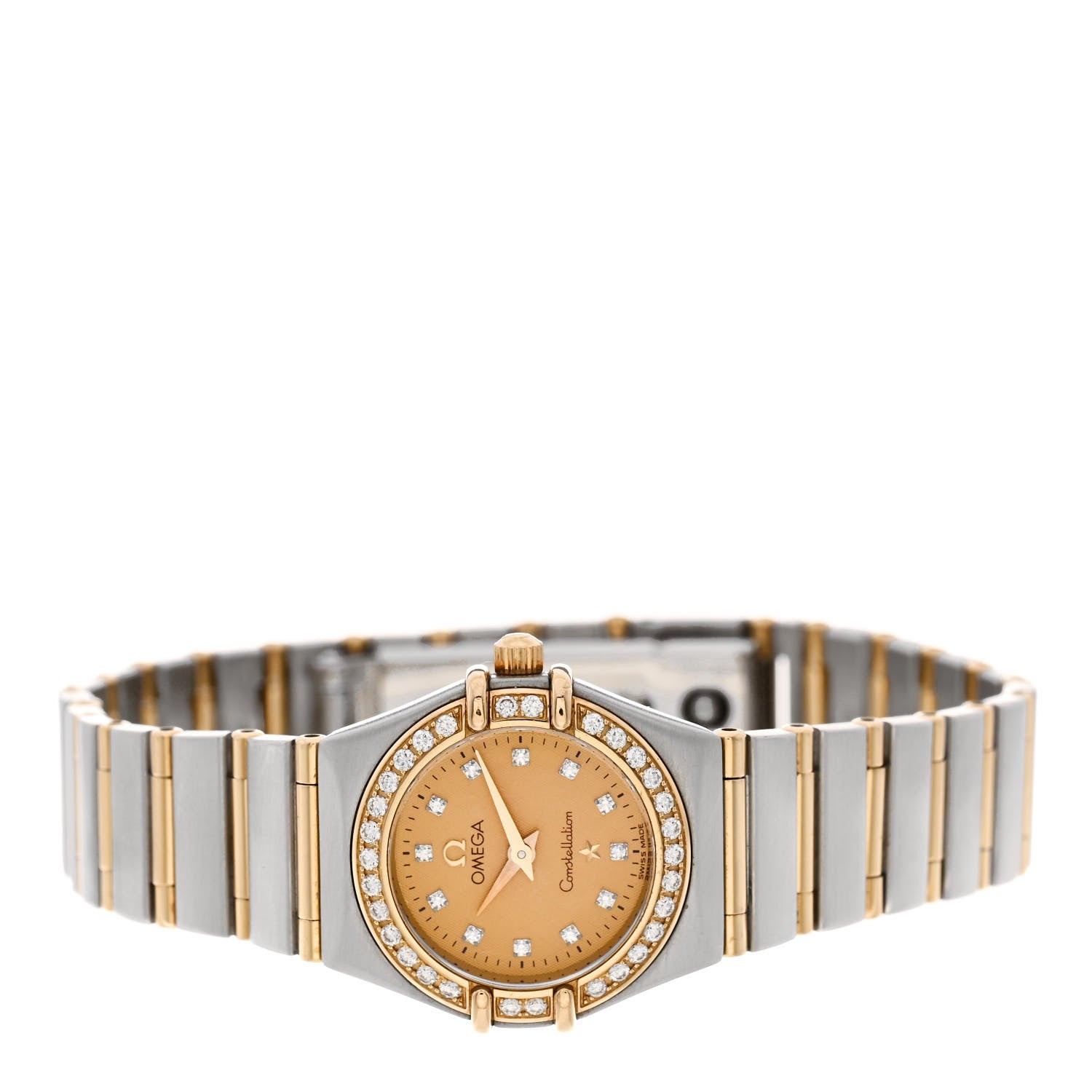 Omega Stainless Steel 18K Yellow Gold Diamond Bezel 22mm Constellation Quartz Watch Champagne 1267.15.00 2 of 5