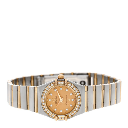 Omega Stainless Steel 18K Yellow Gold Diamond Bezel 22mm Constellation Quartz Watch Champagne 1267.15.00 2 of 5
