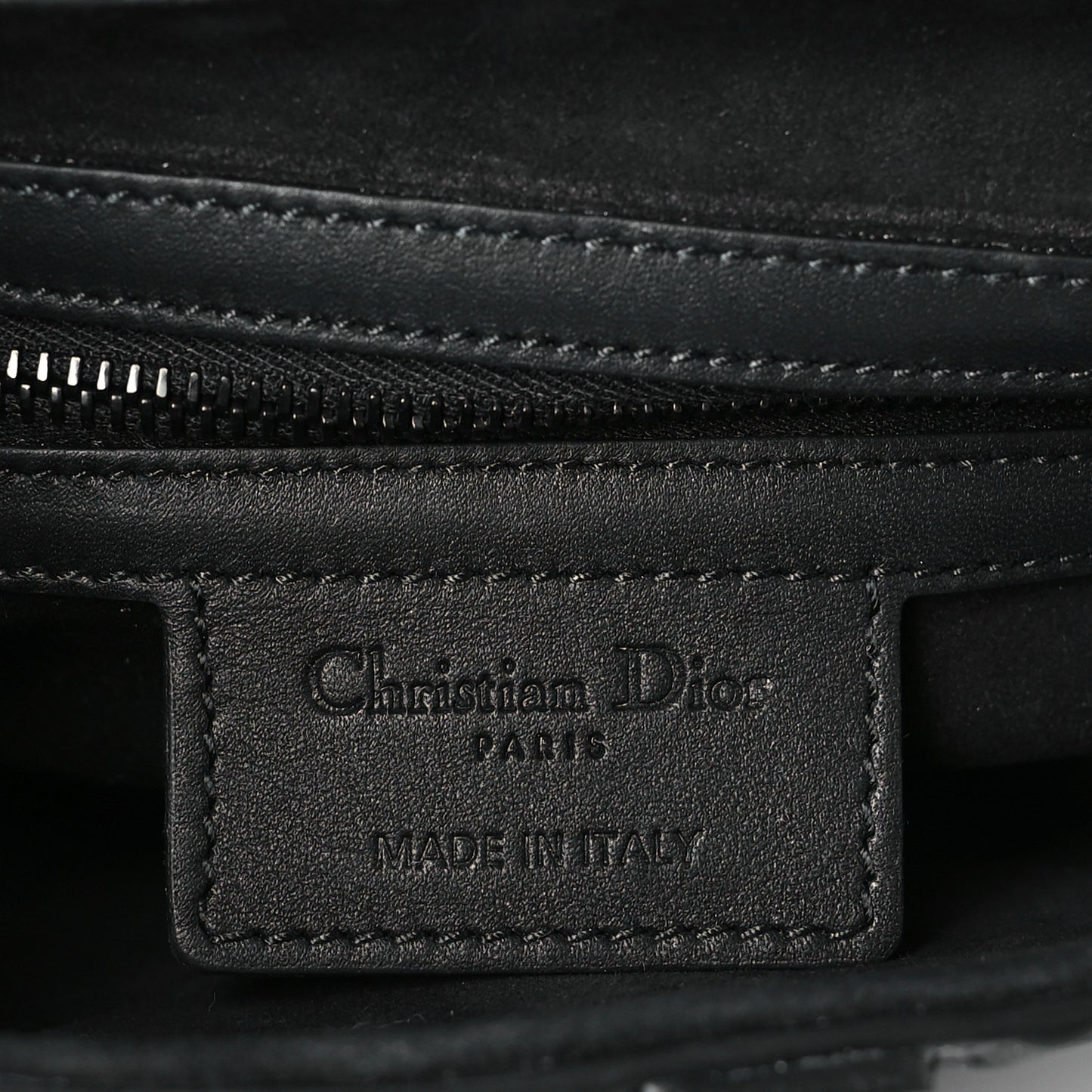 Calfskin Embossed Oblique Saddle Bag With Strap Black