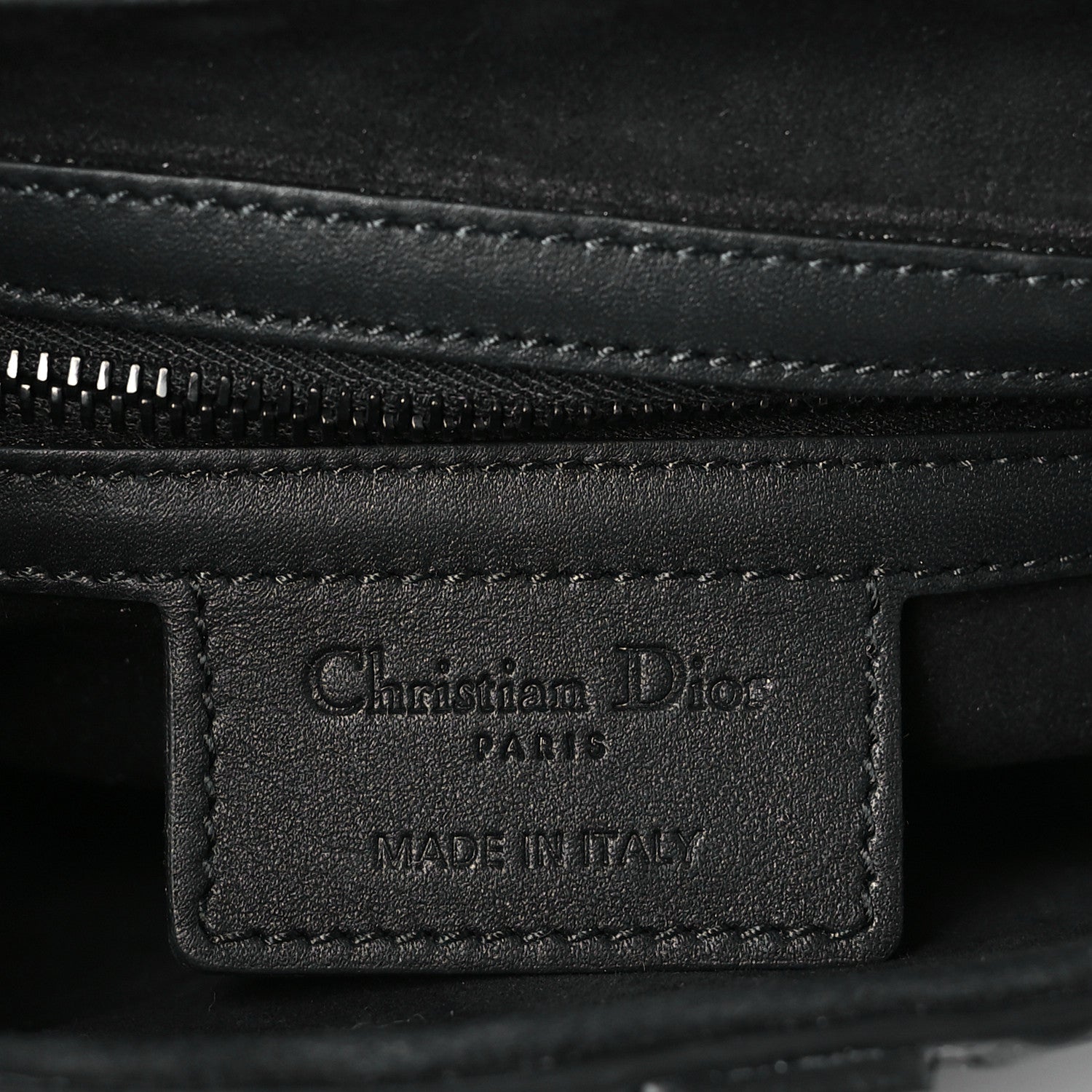 Christian Dior Calfskin Embossed Oblique Saddle Bag With Strap Black 6 of 10