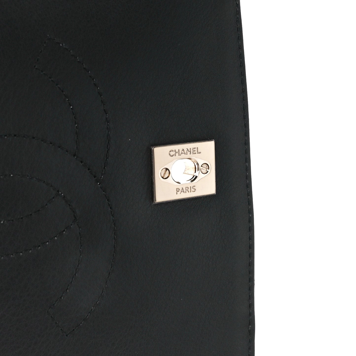 Calfskin Chevron Quilted Medium Statement Flap Black