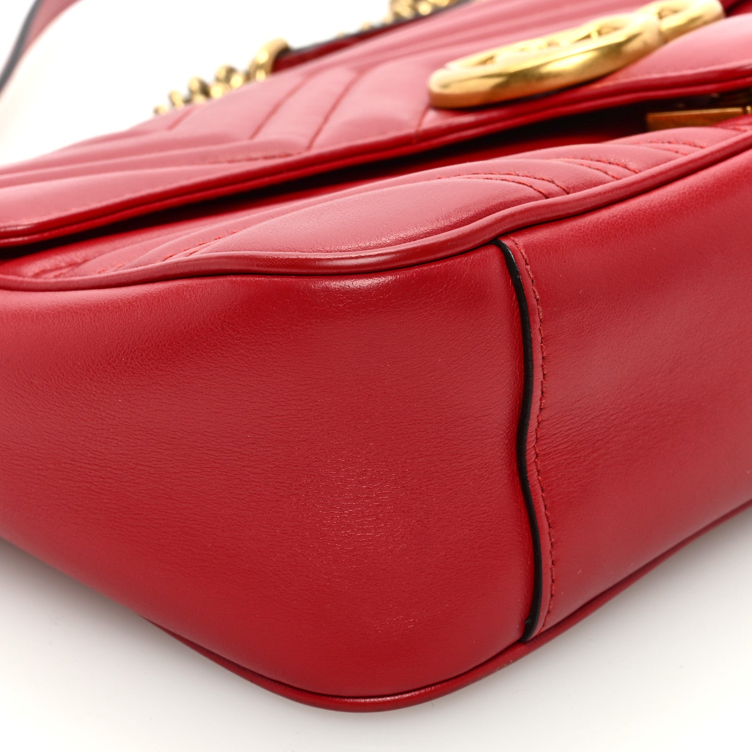 Gucci Calfskin Matelasse Small GG Marmont Shoulder Bag Hibiscus Red 9 of 10