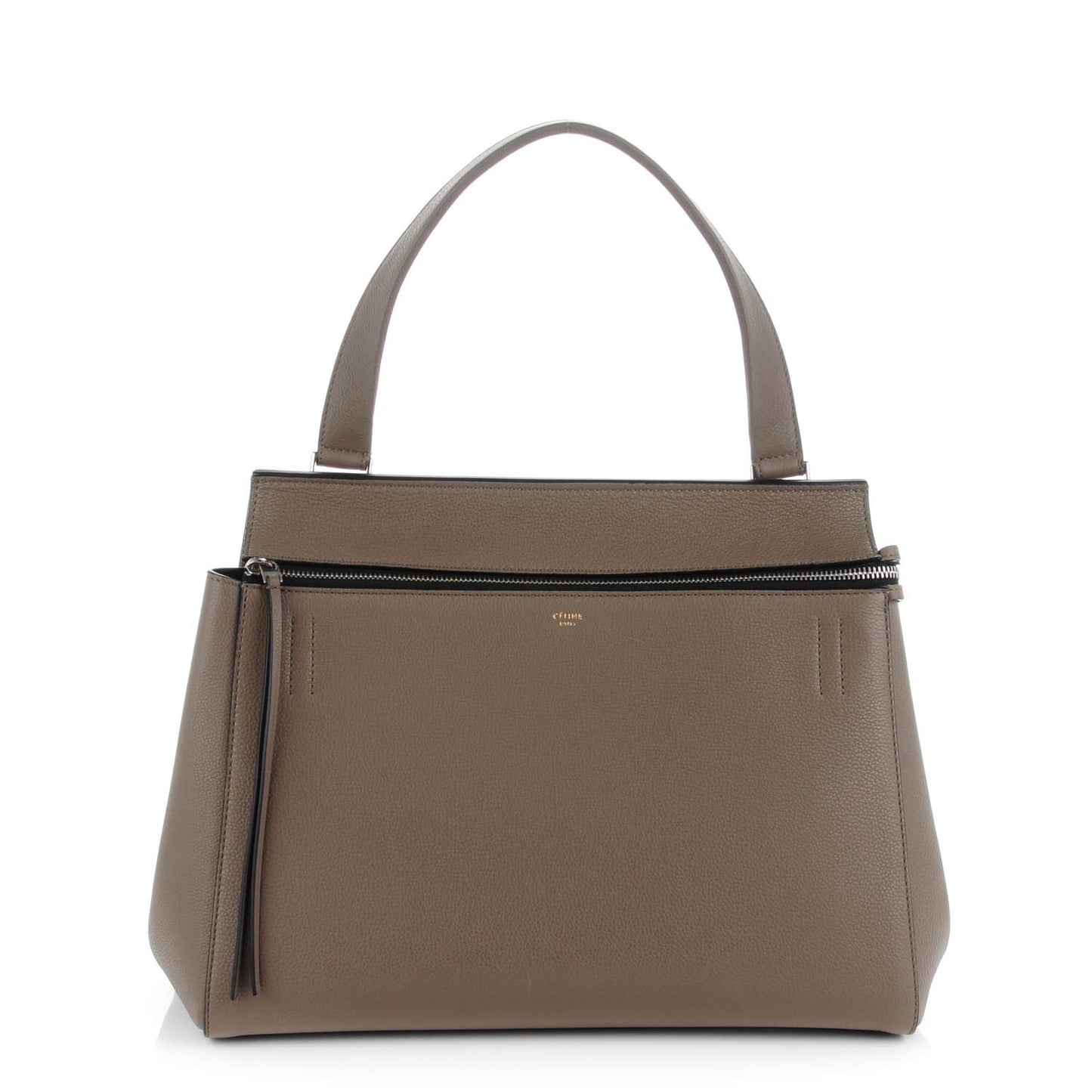 Drummed Calfskin Medium Edge Shoulder Bag Grey