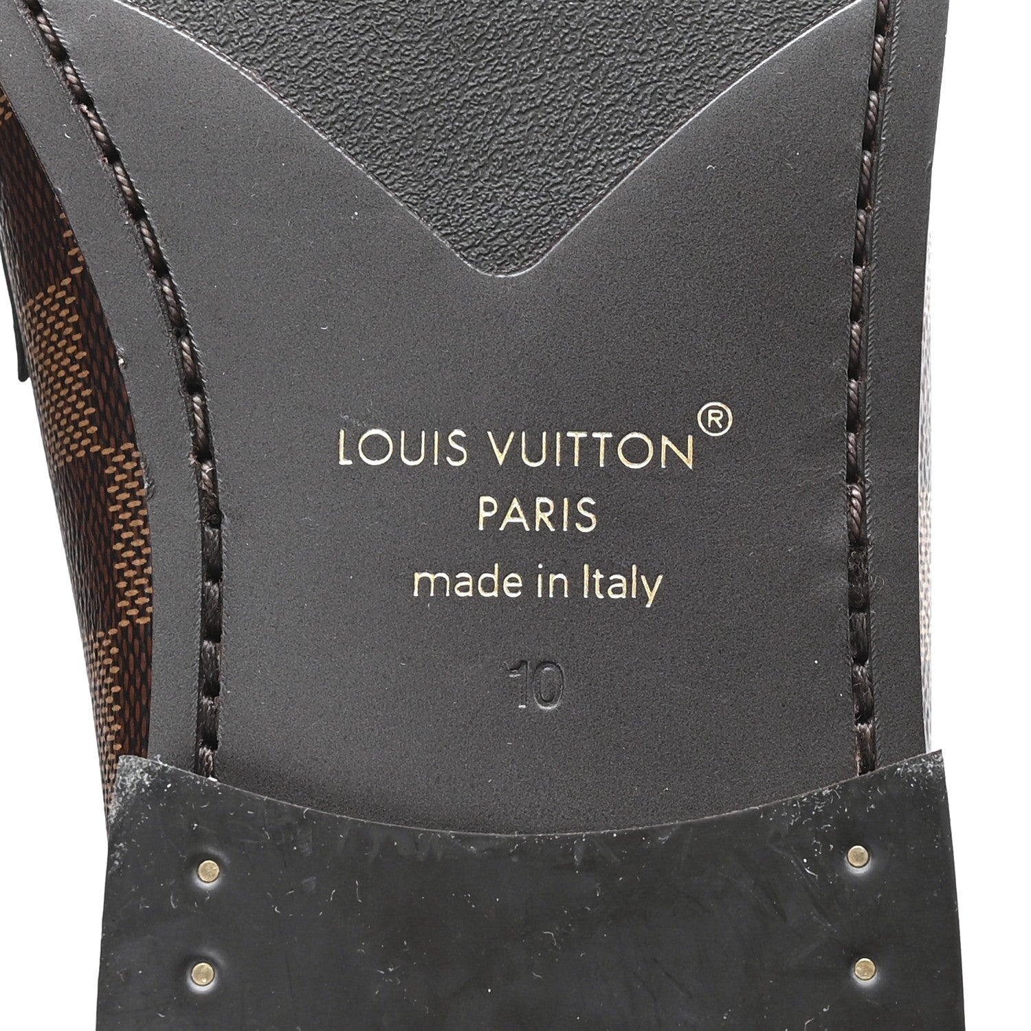 Louis Vuitton Damier Ebene Calfskin Mens Major Loafers 10 7 of 9