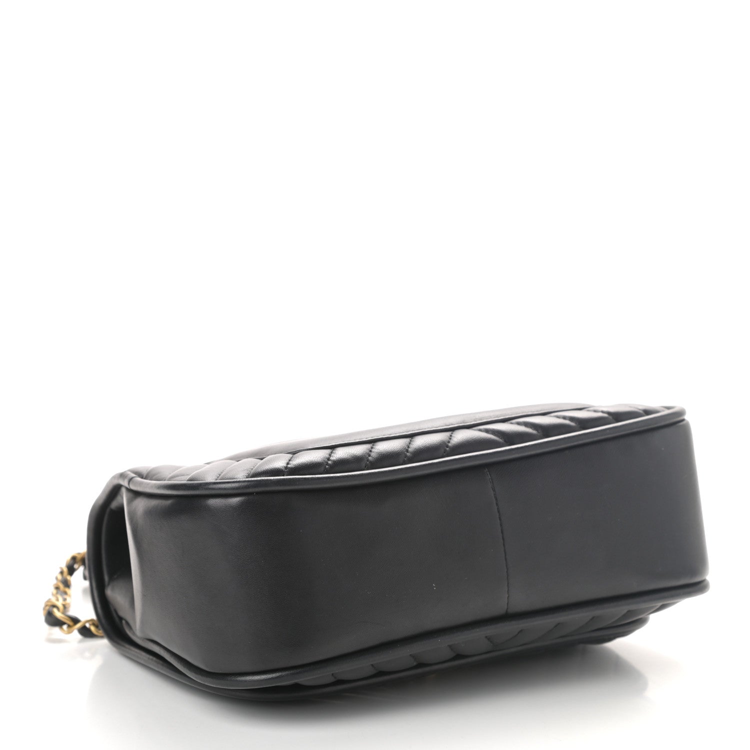 Chanel Lambskin Reverse Chevron Quilted Round Top Handle Flap Black 4 of 11
