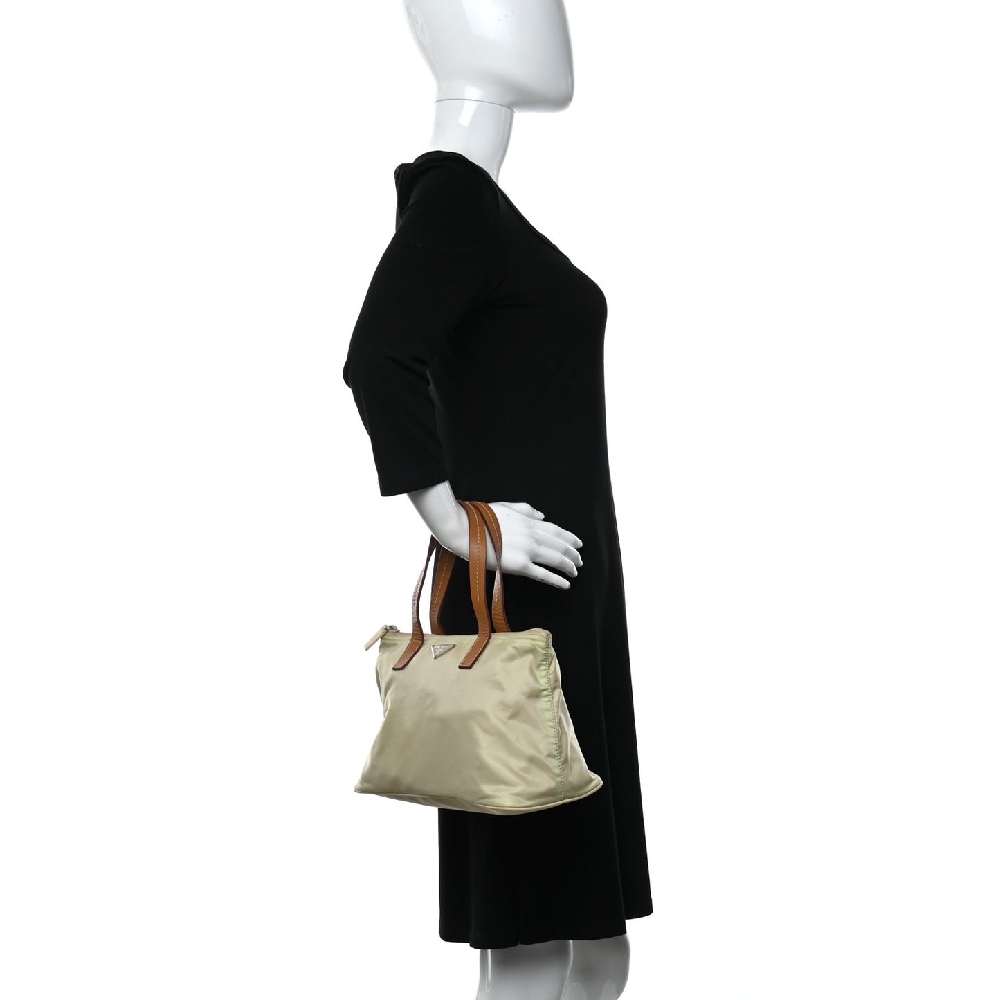 Tessuto Nylon Calfskin Tote Beige