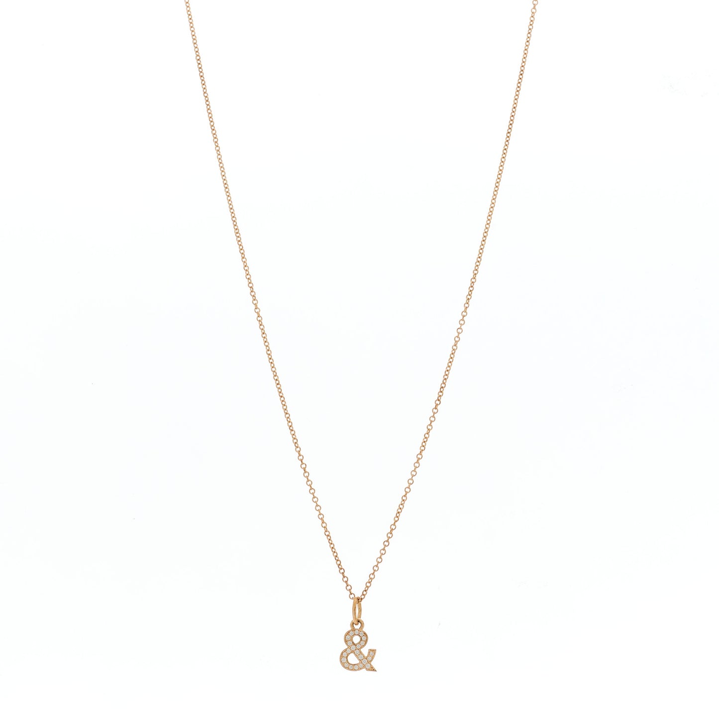 18K Rose Gold Diamond Small Ampersand Pendant Necklace