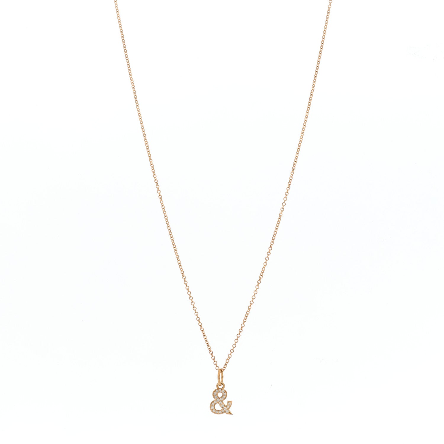 Tiffany 18K Rose Gold Diamond Small Ampersand Pendant Necklace 1 of 8