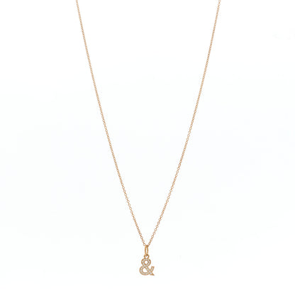 Tiffany 18K Rose Gold Diamond Small Ampersand Pendant Necklace 1 of 8