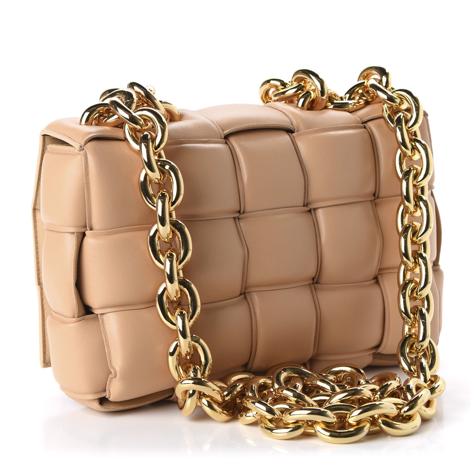 Bottega Veneta Lambskin Maxi Intreccio Padded Chain Cassette Crossbody Bag Almond 3 of 9