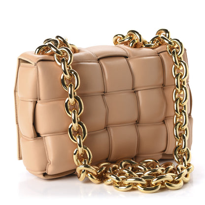 Bottega Veneta Lambskin Maxi Intreccio Padded Chain Cassette Crossbody Bag Almond 3 of 9