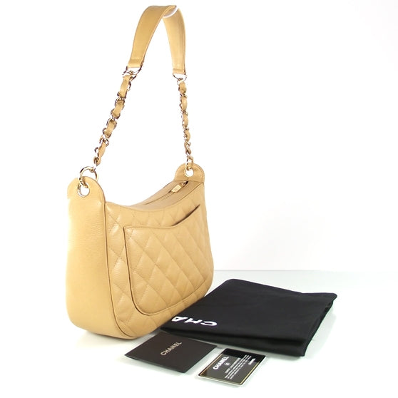 Chanel Caviar Quilted Hobo Beige 3 of 10