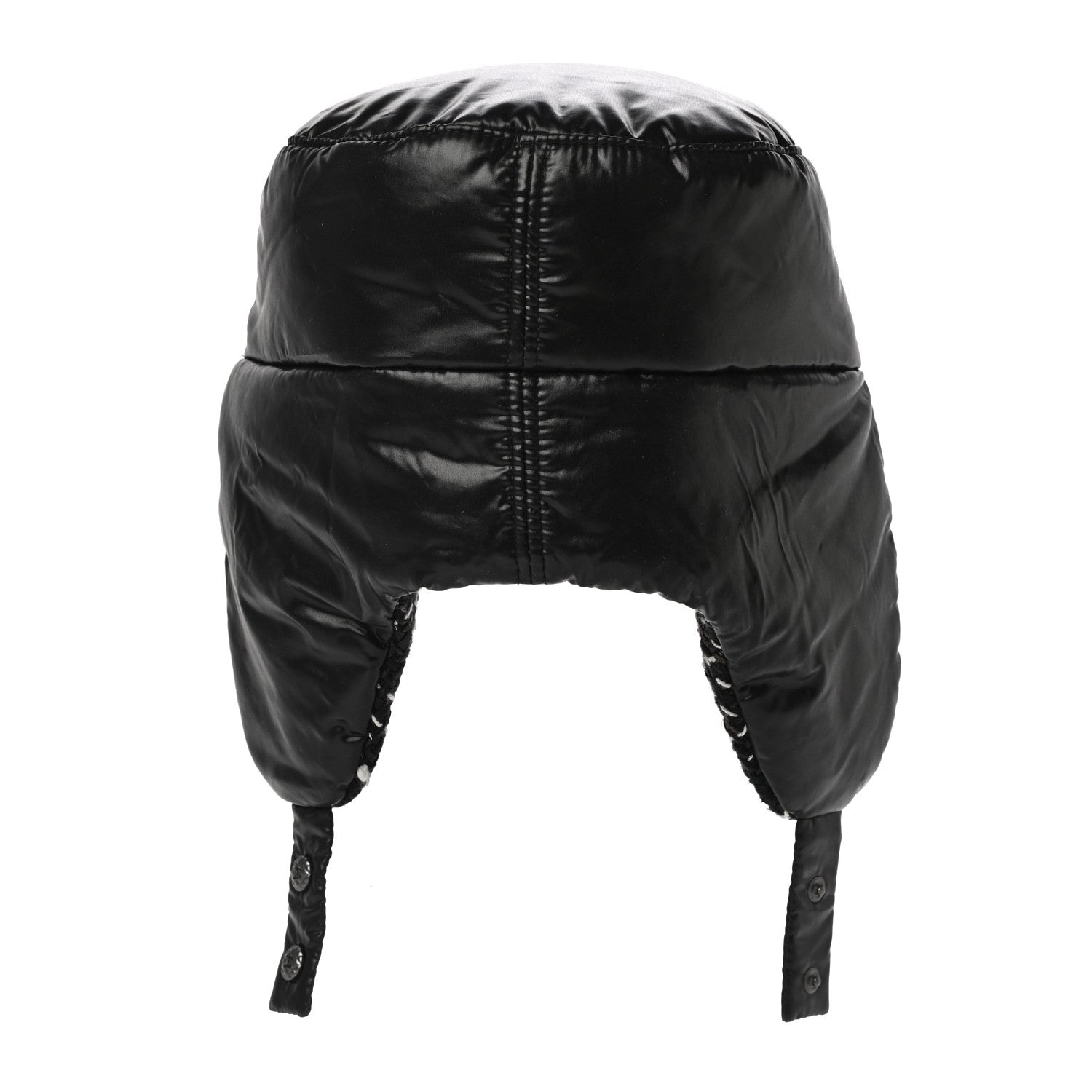 Chanel Nylon Tweed Quilted Coco Neige Hat S Black 3 of 6
