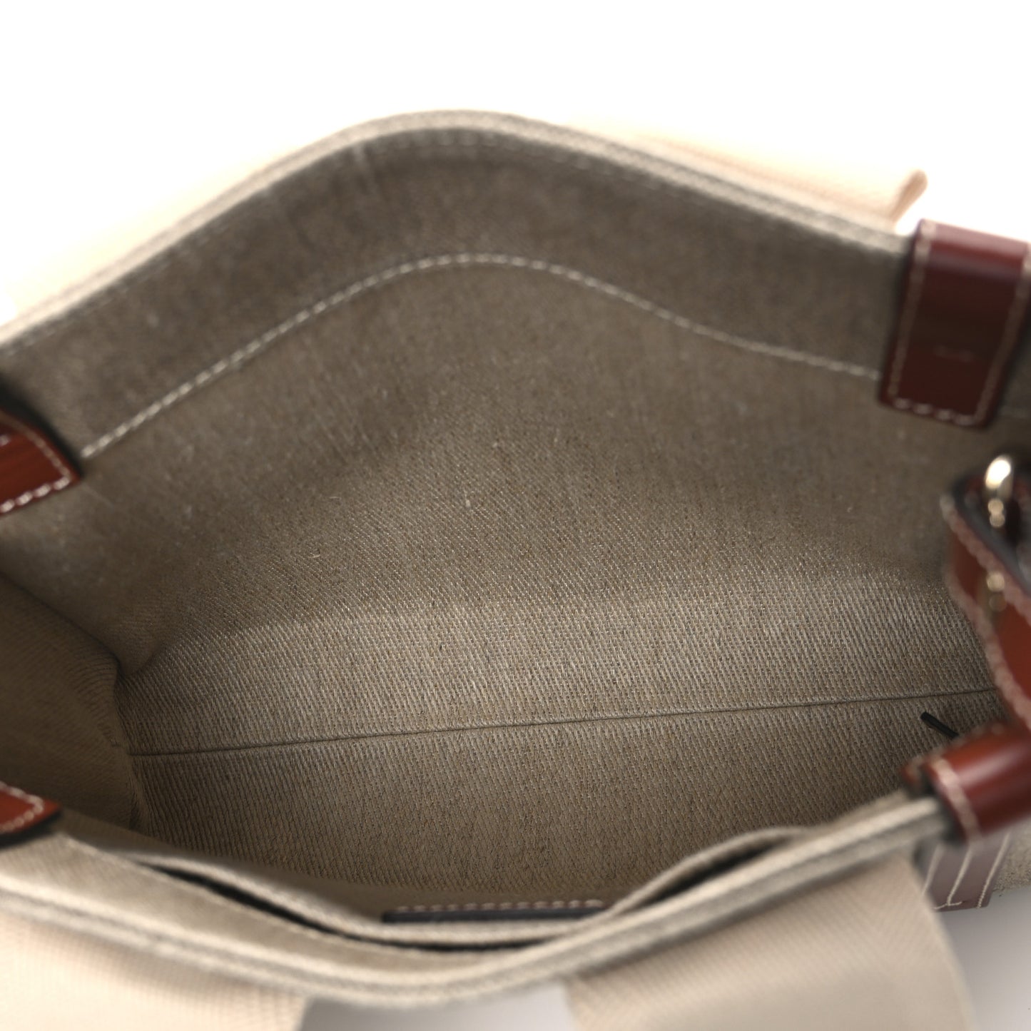 Linen Calfskin Small Woody Ribbon Tote With Strap White Brown