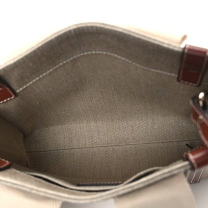 Chloe Linen Calfskin Small Woody Ribbon Tote With Strap White Brown 4 of 9