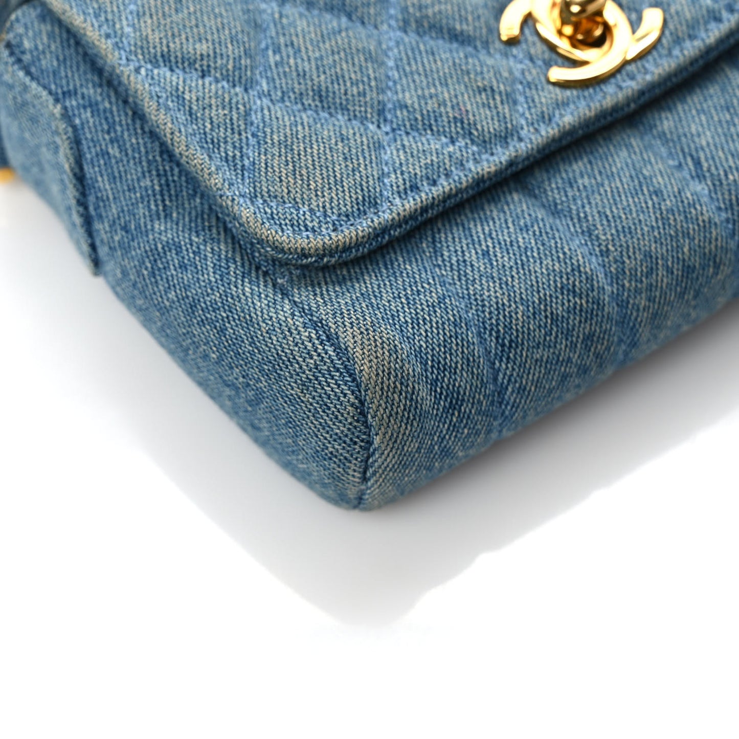 Denim Quilted Mini Flap Blue