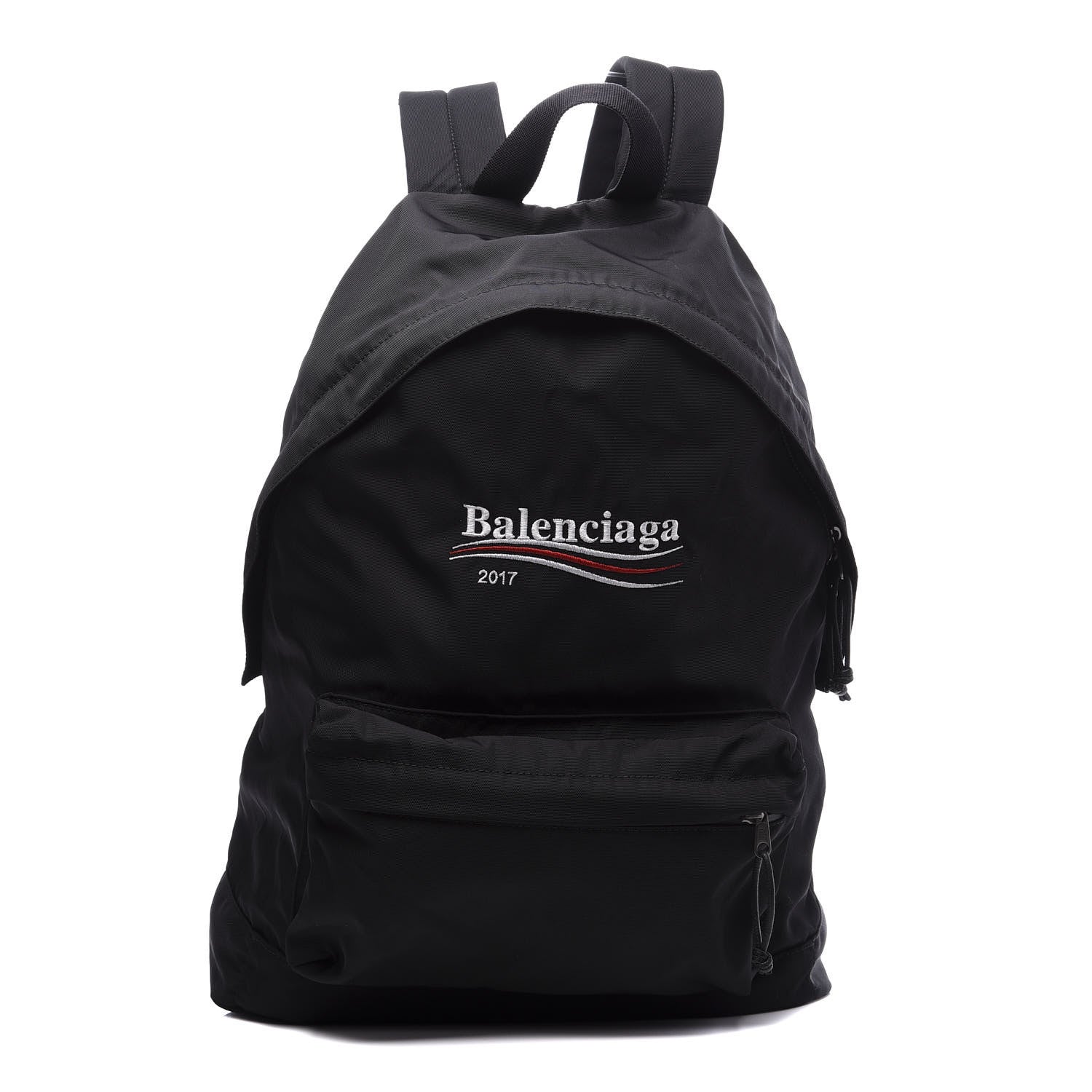 Balenciaga Nylon Political Campaign Logo Embroidered Explorer Backpack Black 1 of 9