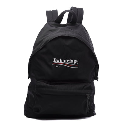 Balenciaga Nylon Political Campaign Logo Embroidered Explorer Backpack Black 1 of 9