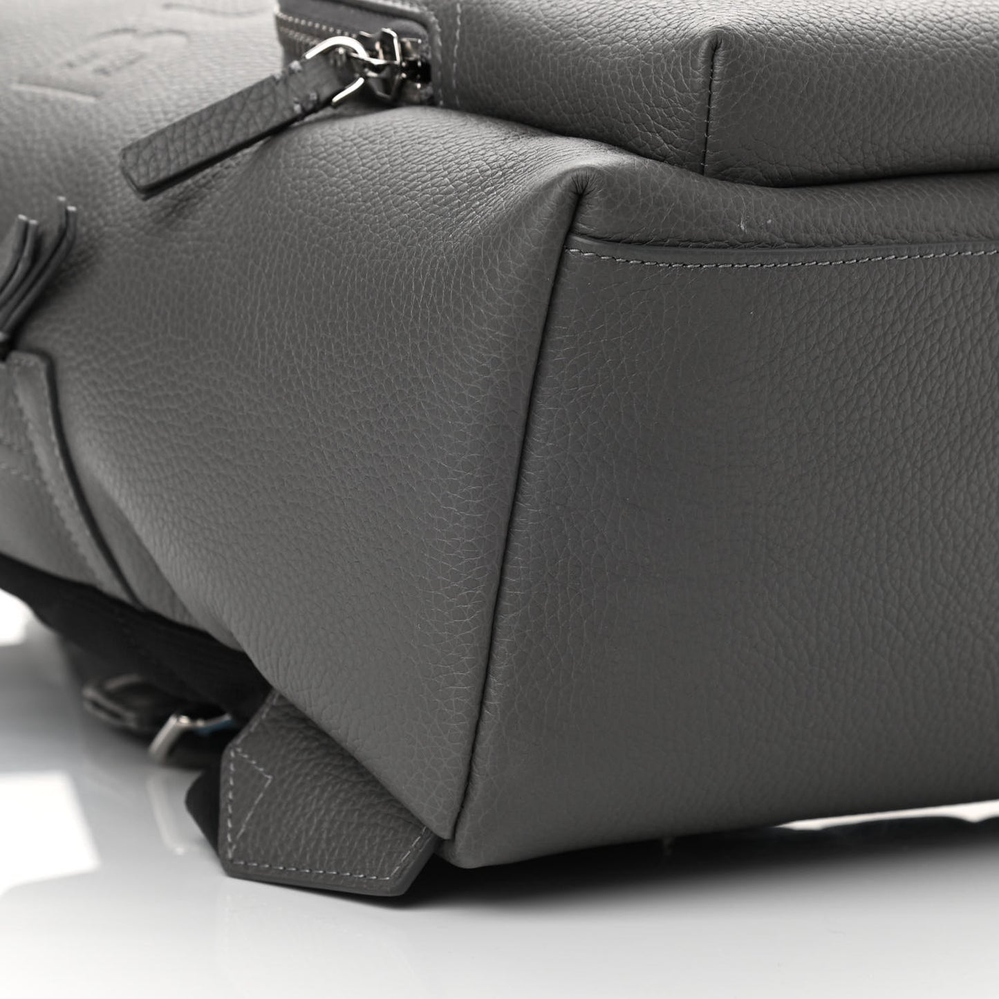 Calfskin Logo Embossed Backpack Black