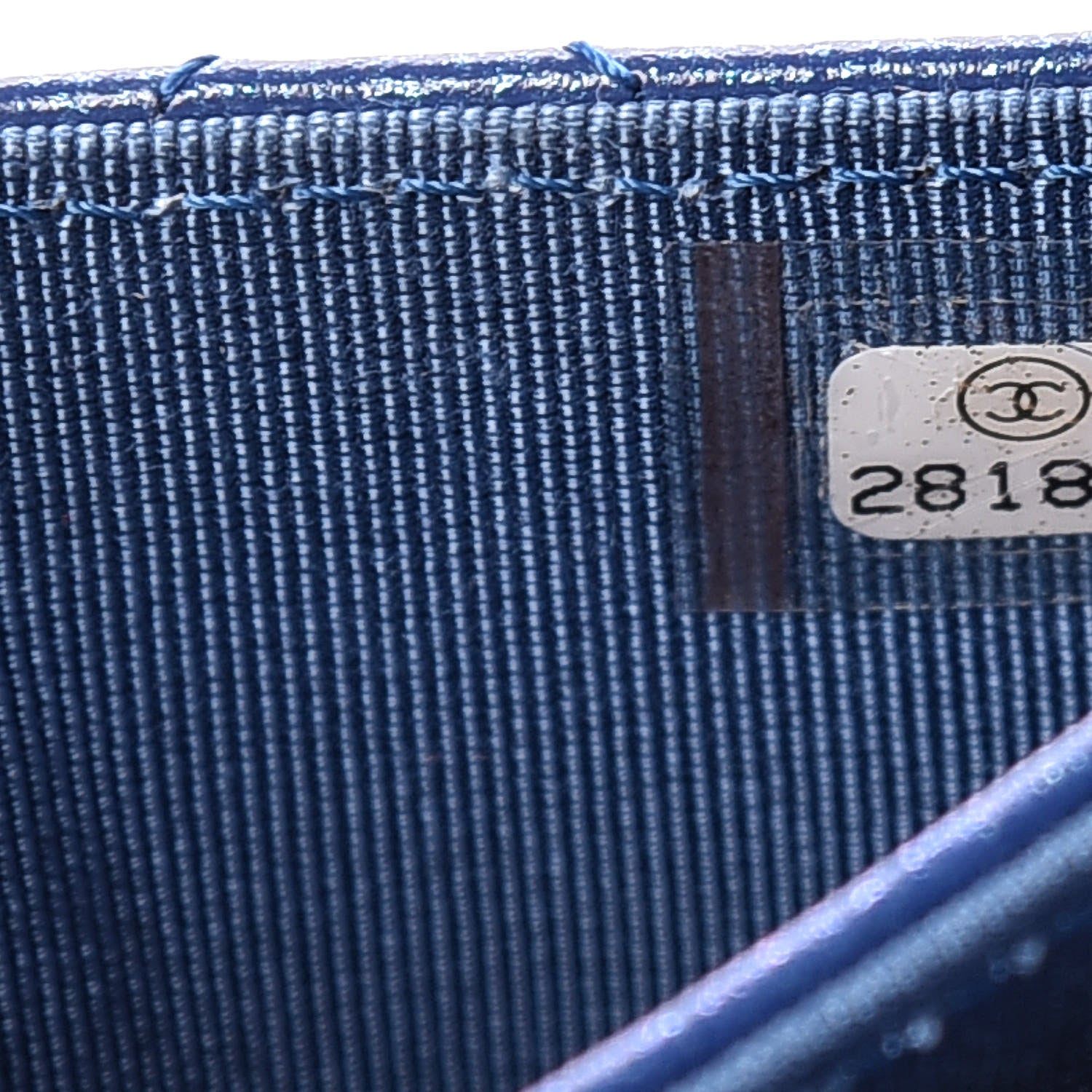 Chanel Glittered Aged Calfskin Quilted Reissue Card Holder Dark Blue 8 of 11