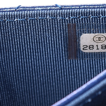 Chanel Glittered Aged Calfskin Quilted Reissue Card Holder Dark Blue 8 of 11