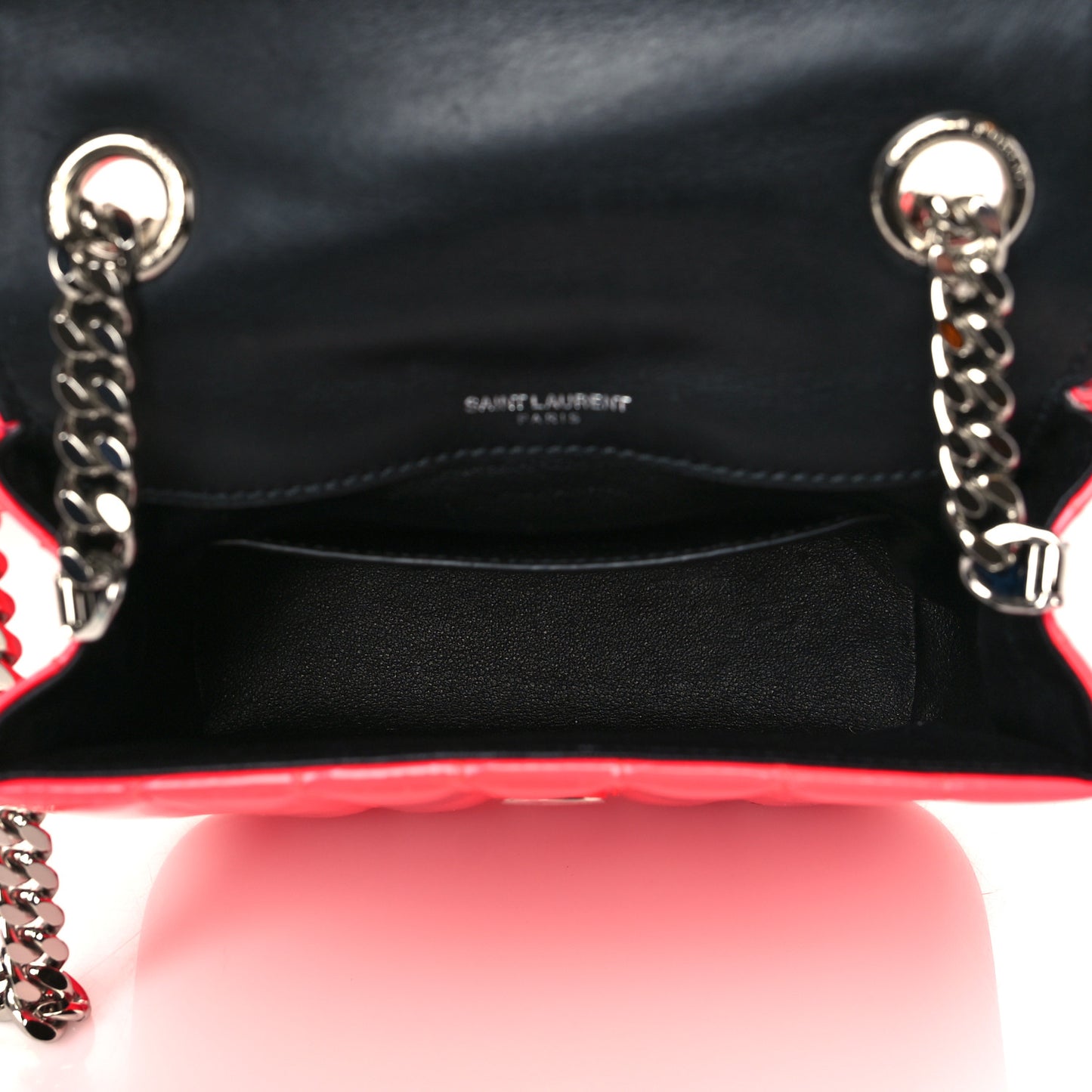 Patent Calfskin Matelasse Monogram Small Vicky Chain Bag Neon Pink
