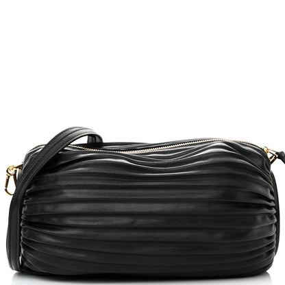 Loewe Lambskin Pleated Bracelet Pouch Shoulder Bag Black 7 of 10
