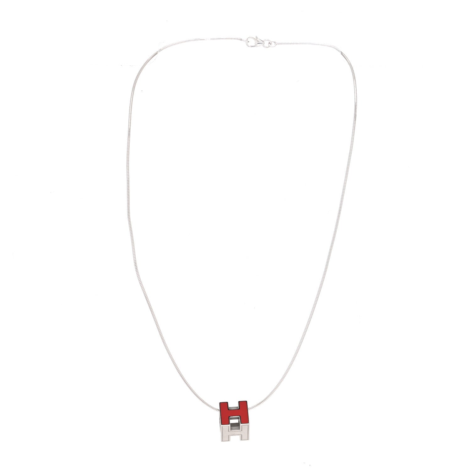 Hermes Cage d'H Pendant Necklace Orange Fonce 2 of 5