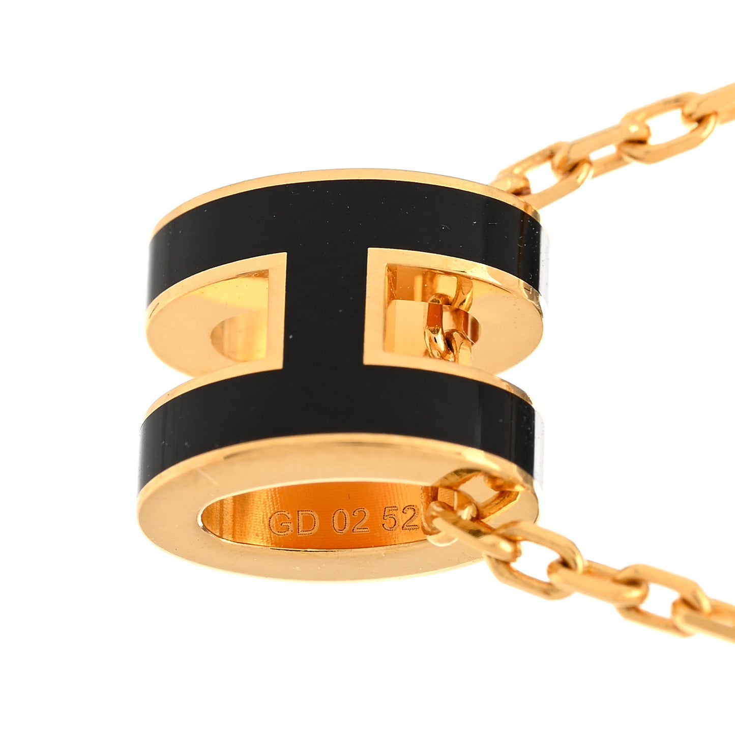 Lacquered Gold Mini Pop H Pendant Necklace Black