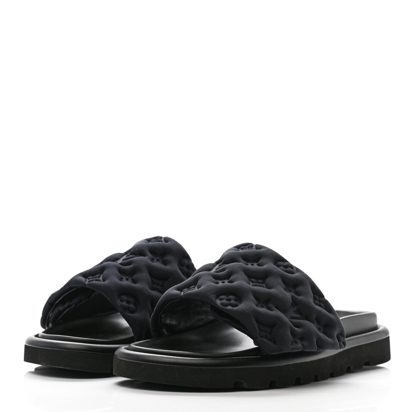 Technical Fabric Embossed Monogram Pool Pillow Comfort Mule 40 Black